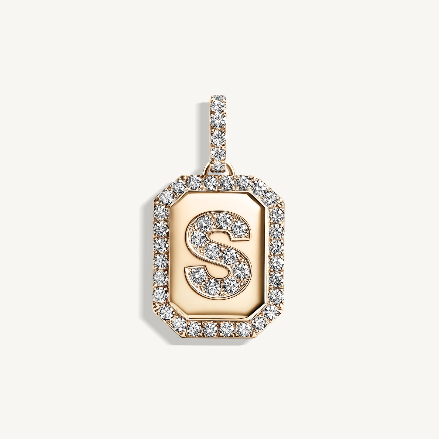 Dog Tag Diamond Initial Charm – Alder Fine Jewellery