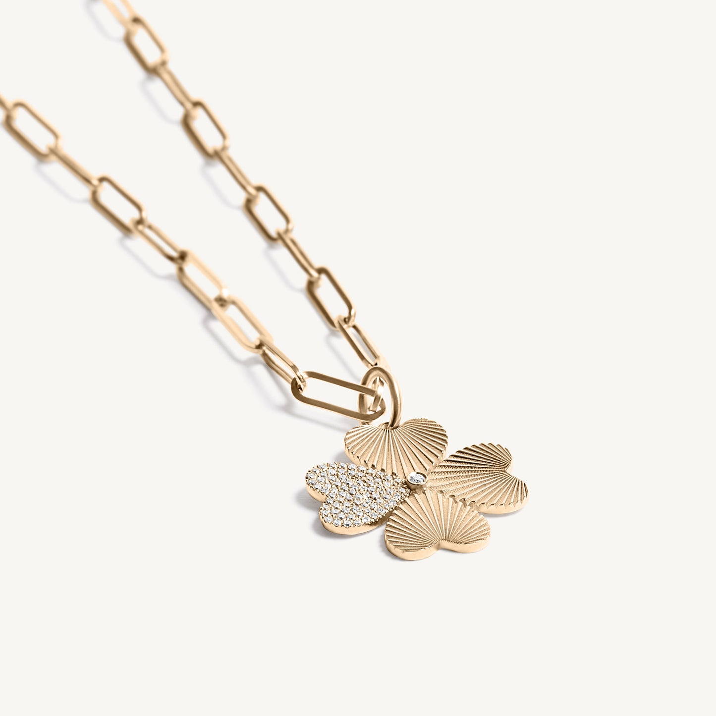
                  
                    Pave Diamond Heart Clover Charm
                  
                