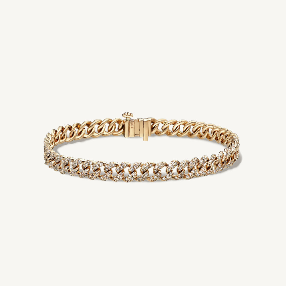Petite Pave Diamond Cuban Chain Bracelet