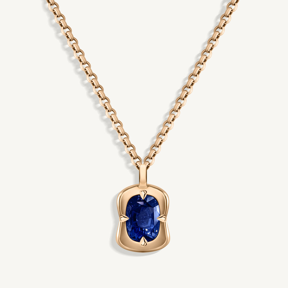 Sapphire Blue Lunar Pendant Necklace