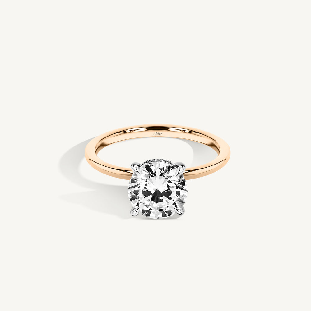 Round Solitaire Hidden Halo Engagement Ring