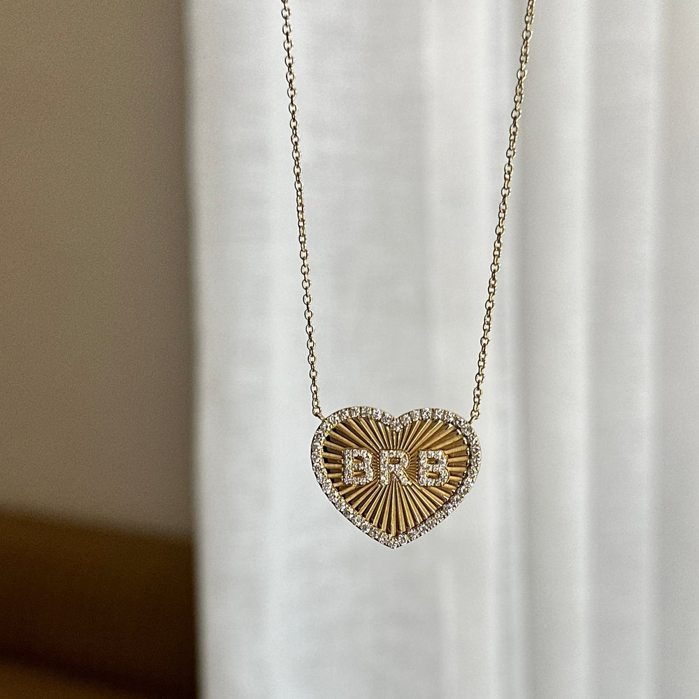 
                  
                    Fluted Heart Diamond Initial Pendant
                  
                