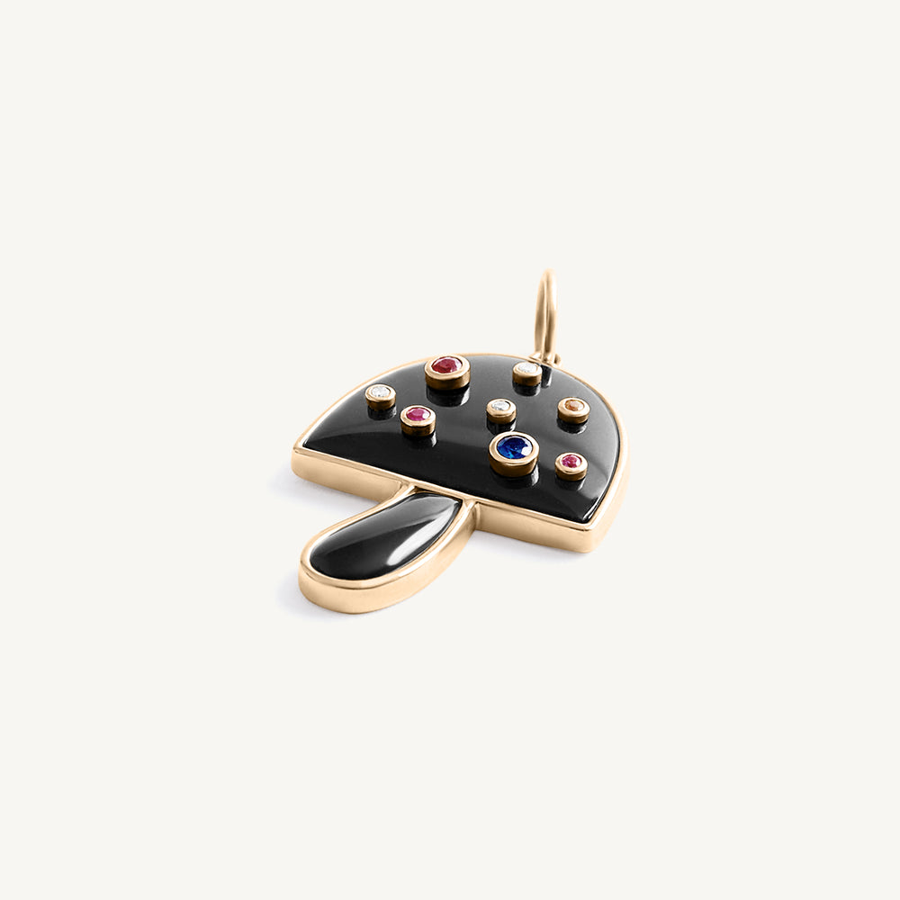 Black Mushroom Rainbow Diamond Charm