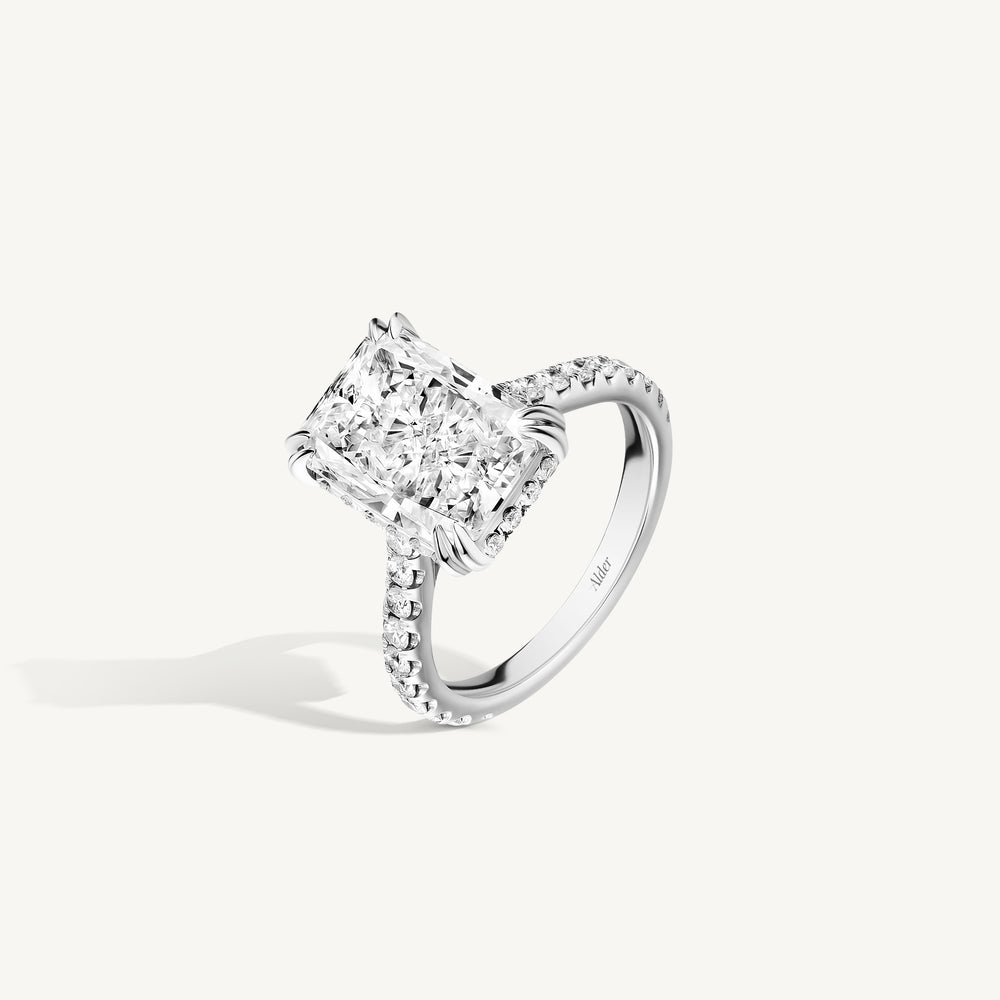 Radiant Cut Double Claw Engagement Ring