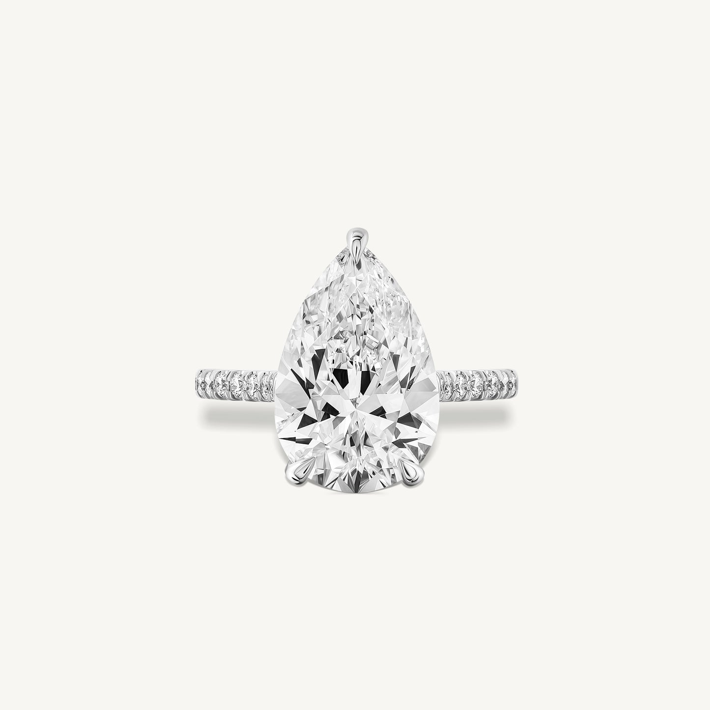 Pear Diamond Pave Band Engagement Ring