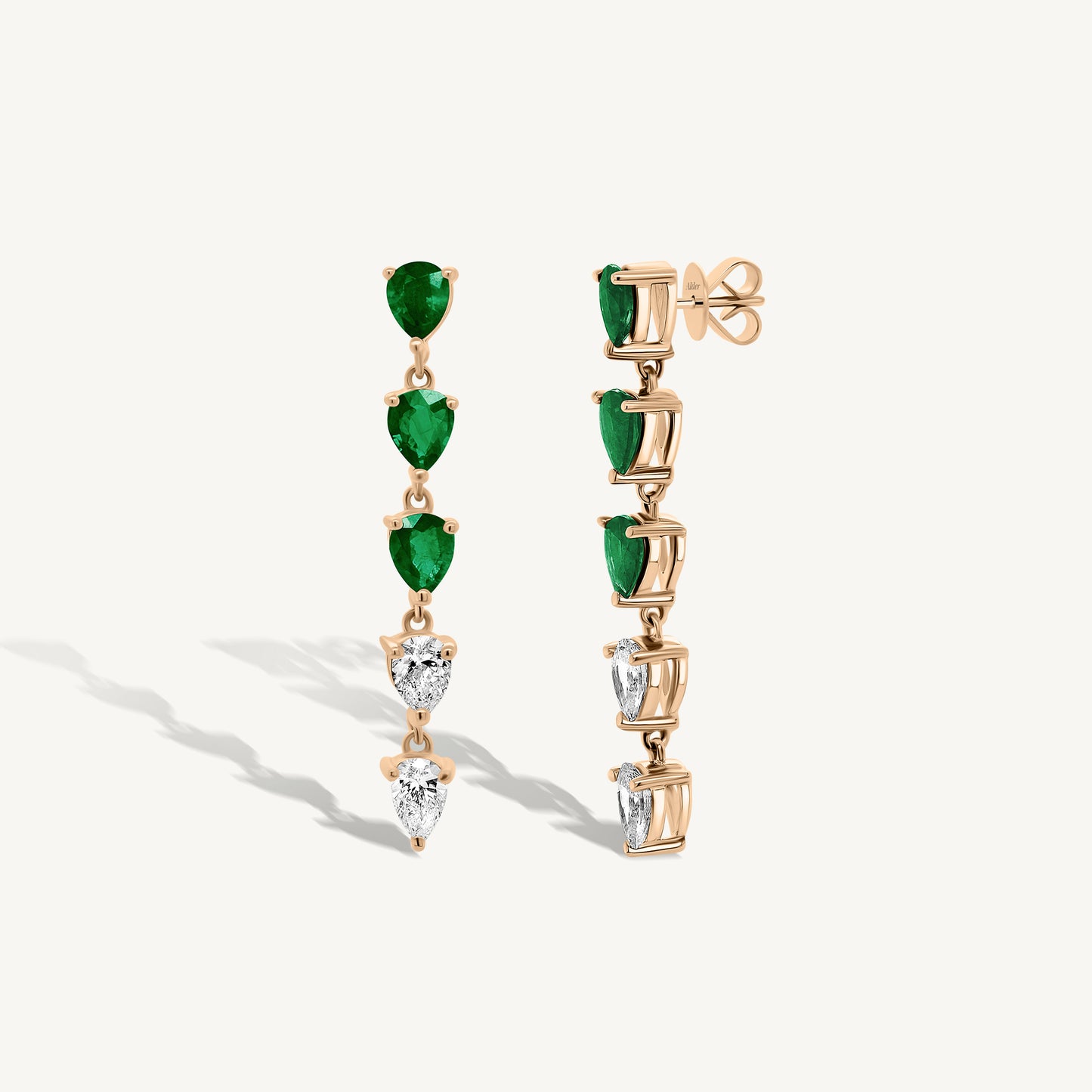 Pear Emerald and Diamond Drop Earrings
