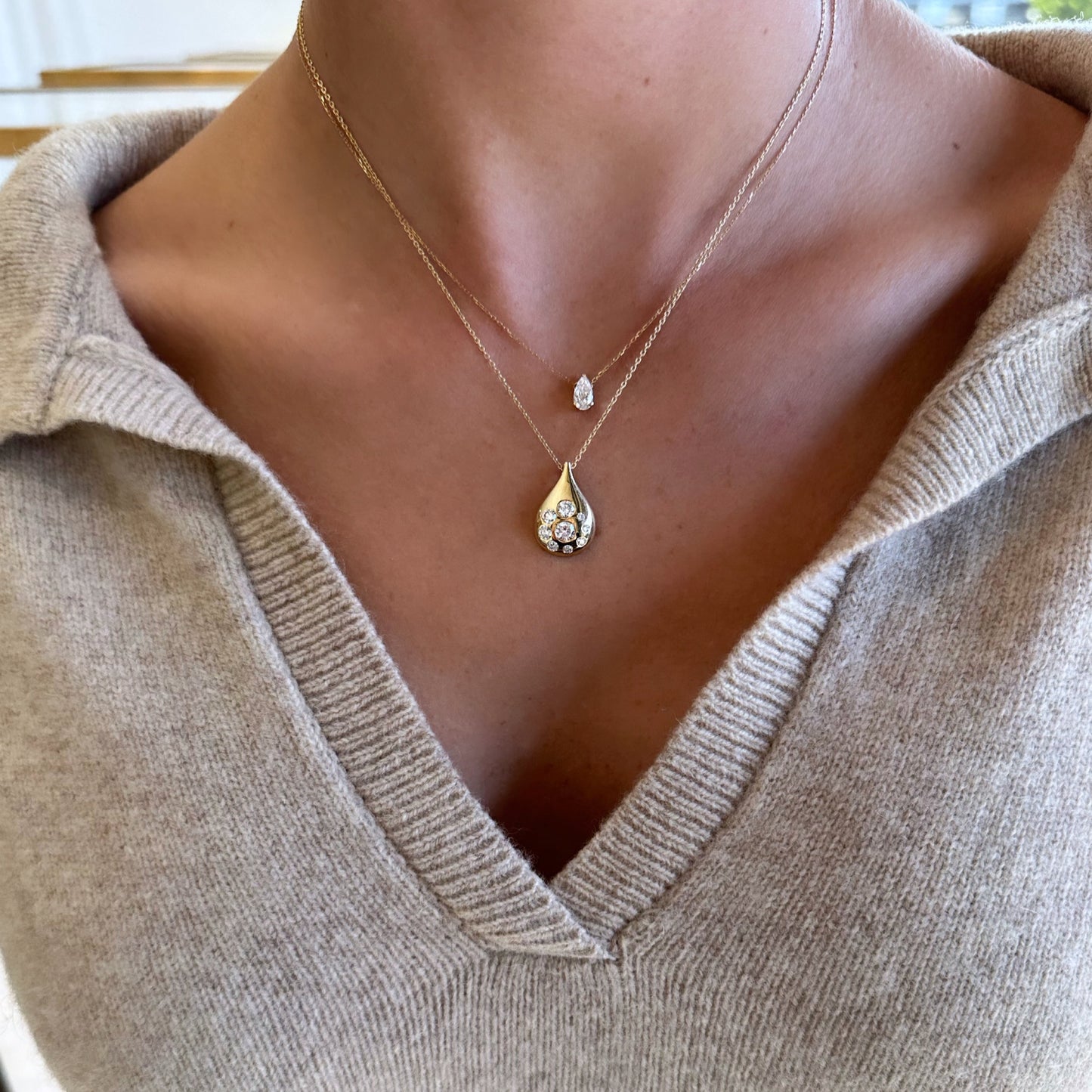 
                  
                    Pear Teardrop Diamond Inlay Pendant
                  
                