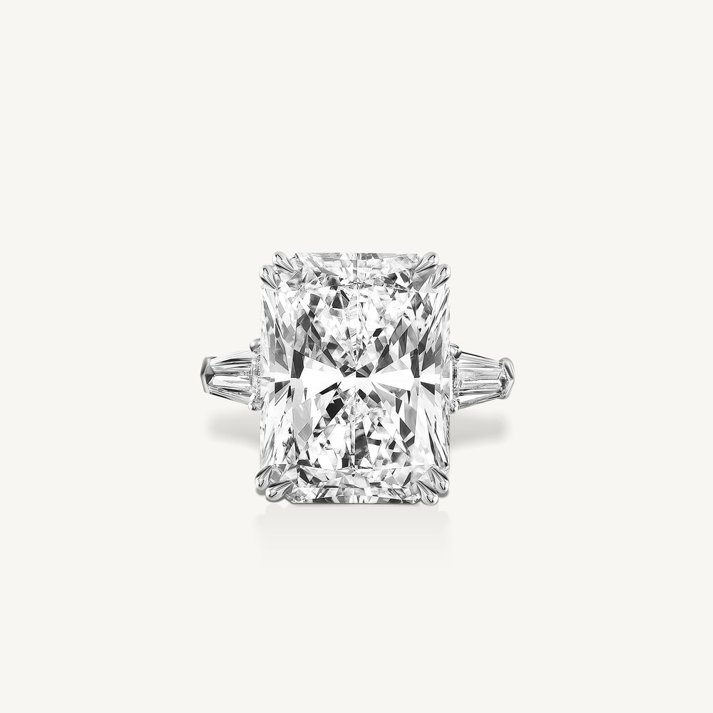 Radiant Cut Baguette Three Stone Engagement Ring