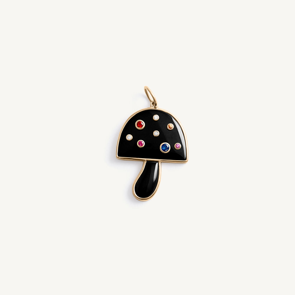 Black Mushroom Rainbow Diamond Charm