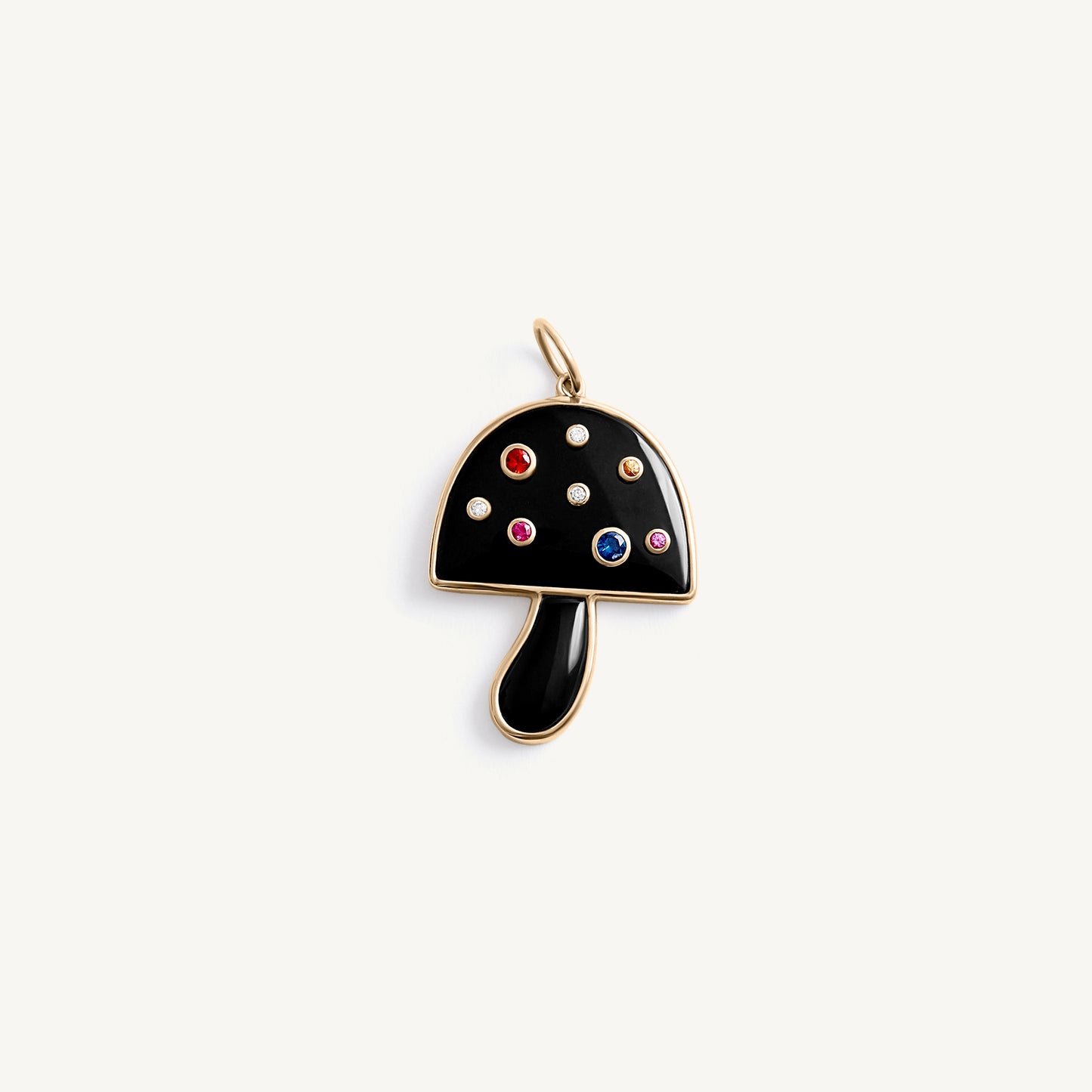 Black Mushroom Rainbow Diamond Charm