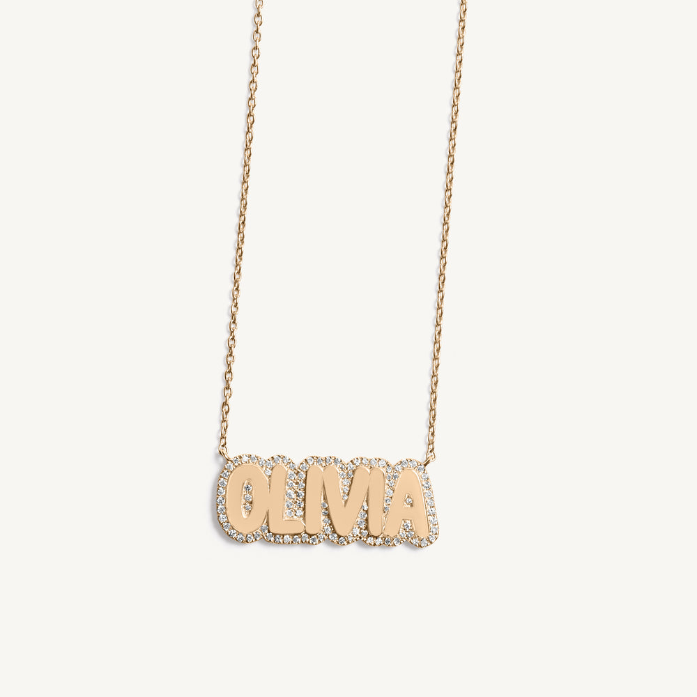 Bubble Diamond Name Necklace
