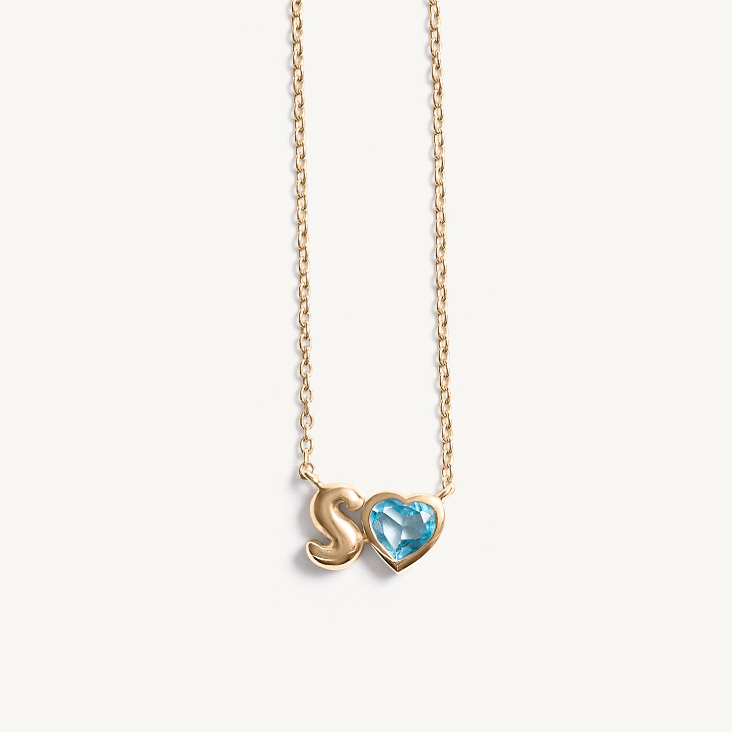 Helium Initial Necklace with Heart Topaz Diamond