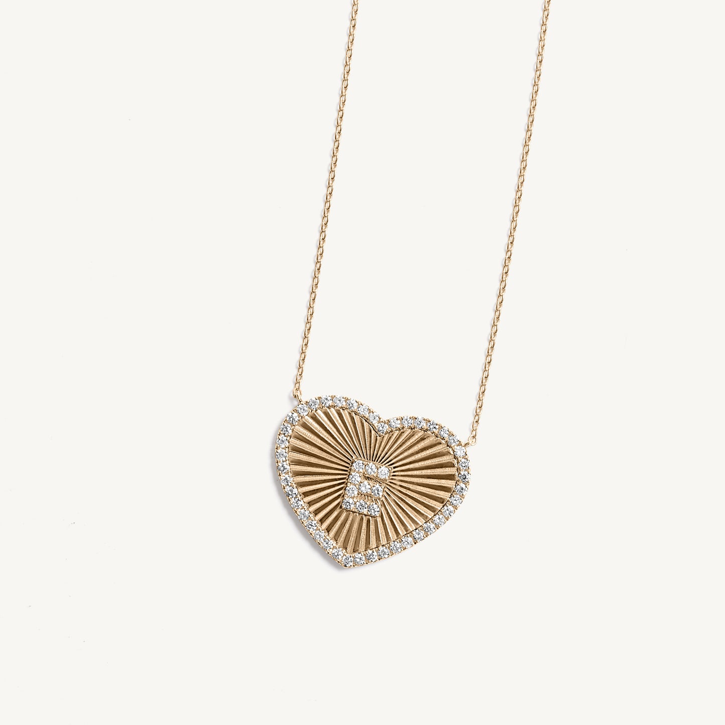 
                  
                    Fluted Heart Diamond Initial Pendant
                  
                
