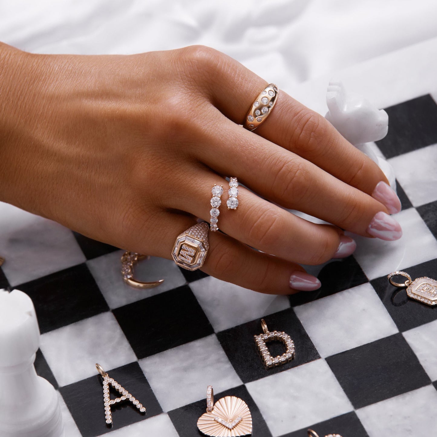 
                  
                    Round Diamond Bypass Ring
                  
                