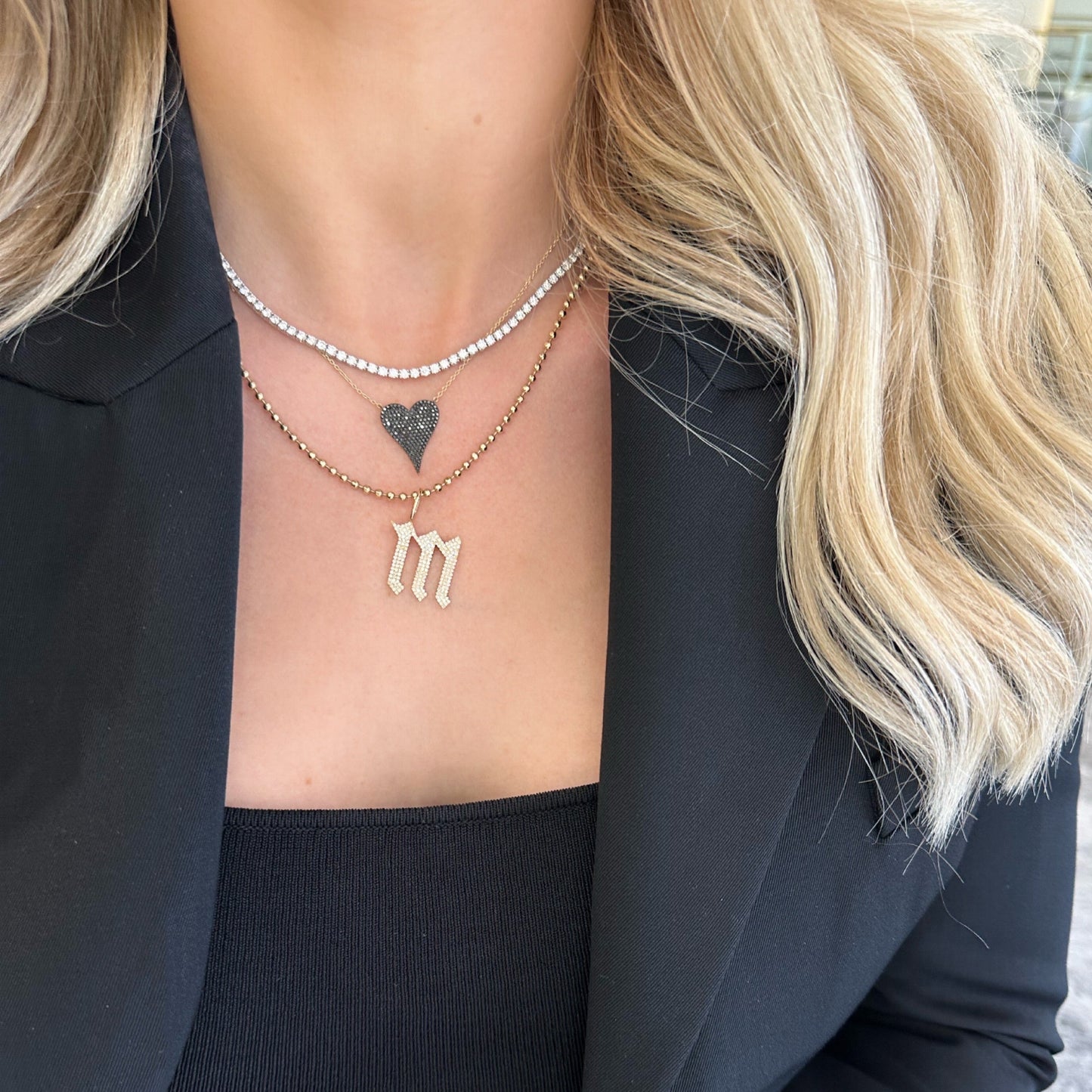 
                  
                    Pave Diamond Gothic Initial Charm
                  
                