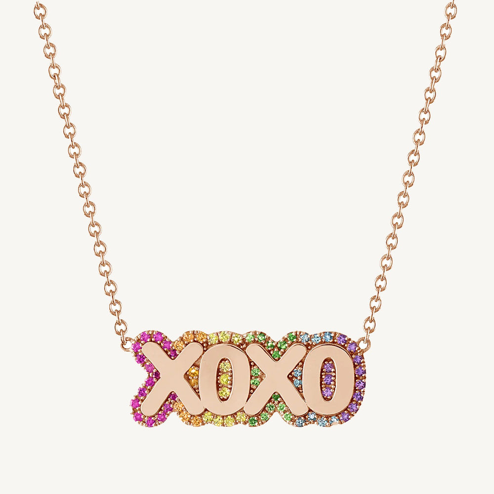 Bubble Name Necklace with Rainbow Diamonds