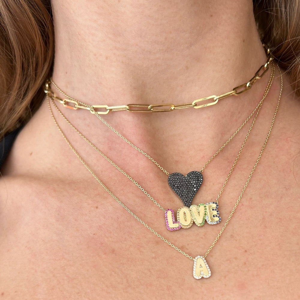 
                  
                    Large Black Pave Diamond Heart Necklace
                  
                