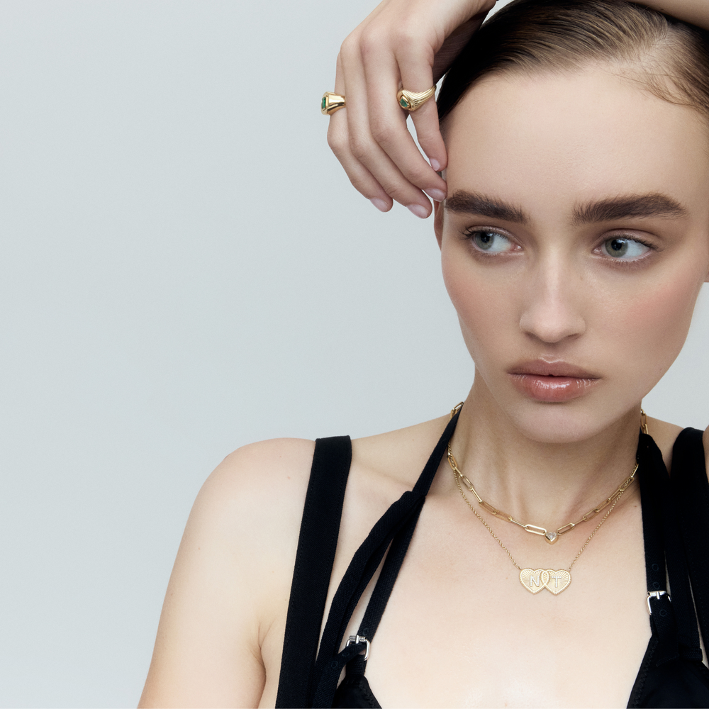 
                  
                    Bezel Set Heart Diamond Paperclip Necklace
                  
                