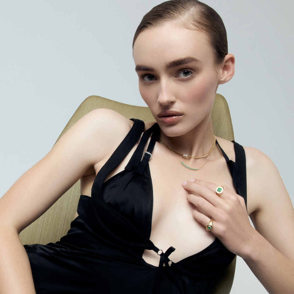 Emerald Diamond Signet Ring