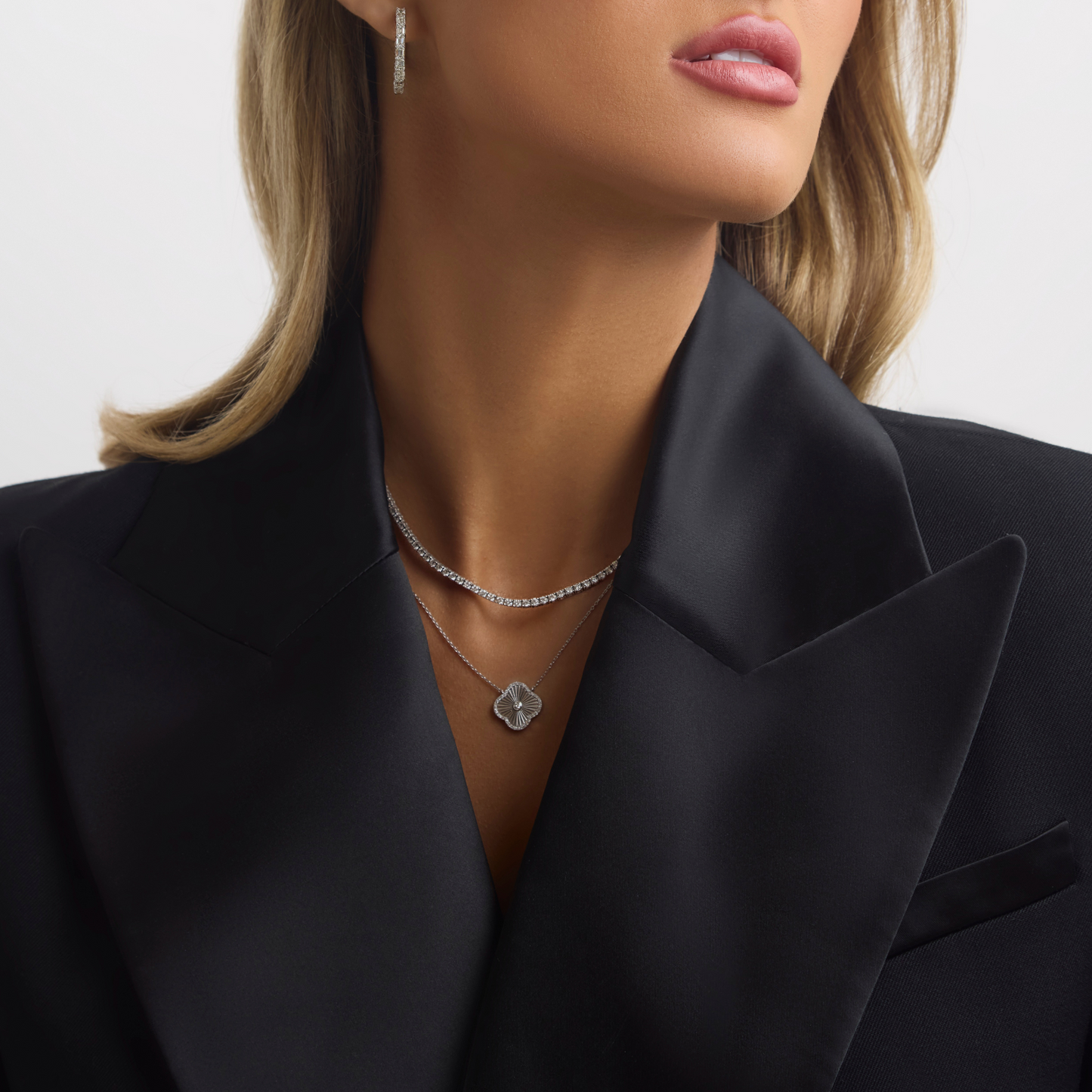 
                  
                    Fluted Clover Pave Diamond Necklace
                  
                