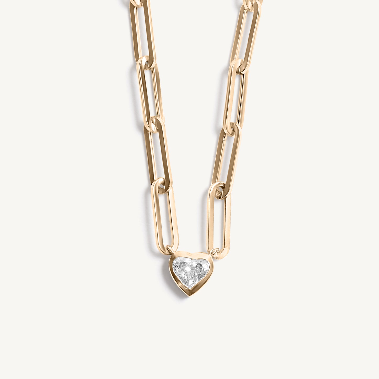 
                  
                    Bezel Set Heart Diamond Paperclip Necklace
                  
                