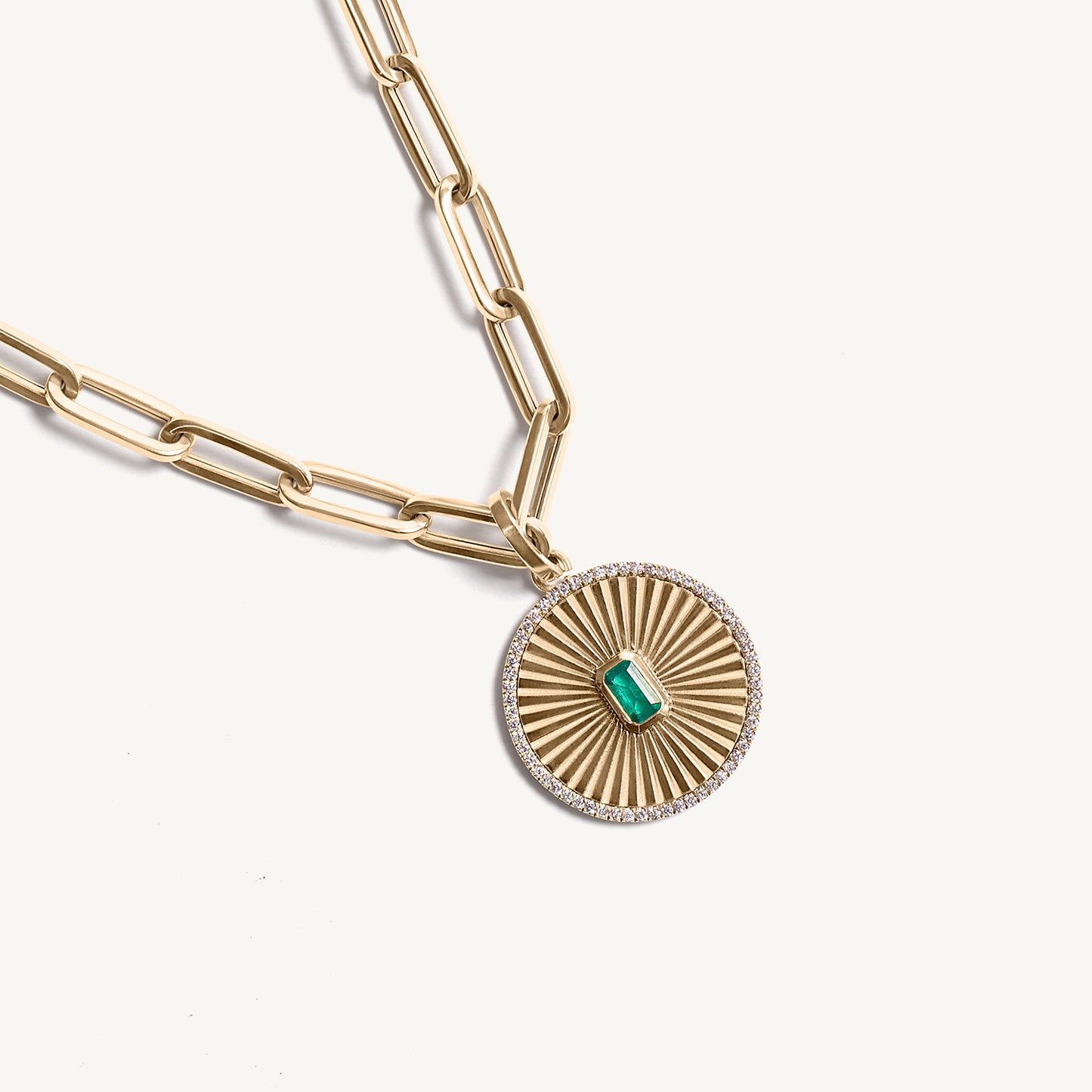
                  
                    Fluted Emerald Diamond Charm
                  
                