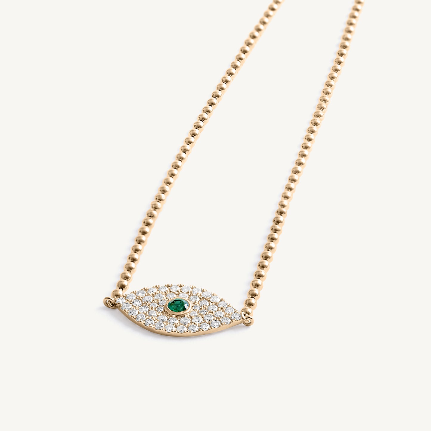 
                  
                    Emerald Diamond Evil Eye Bead Necklace
                  
                