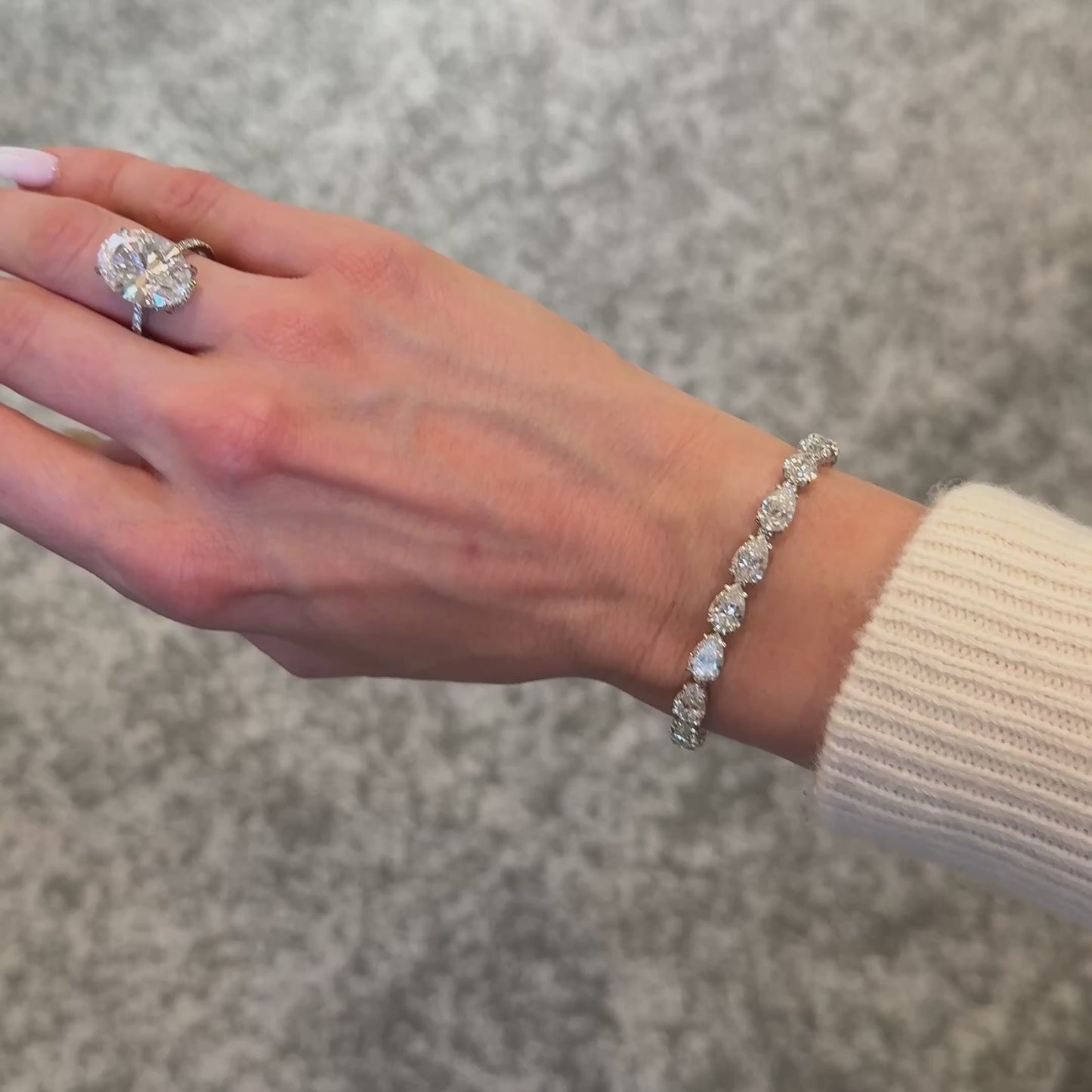 20ct Sideways Pear Diamond Tennis Bracelet