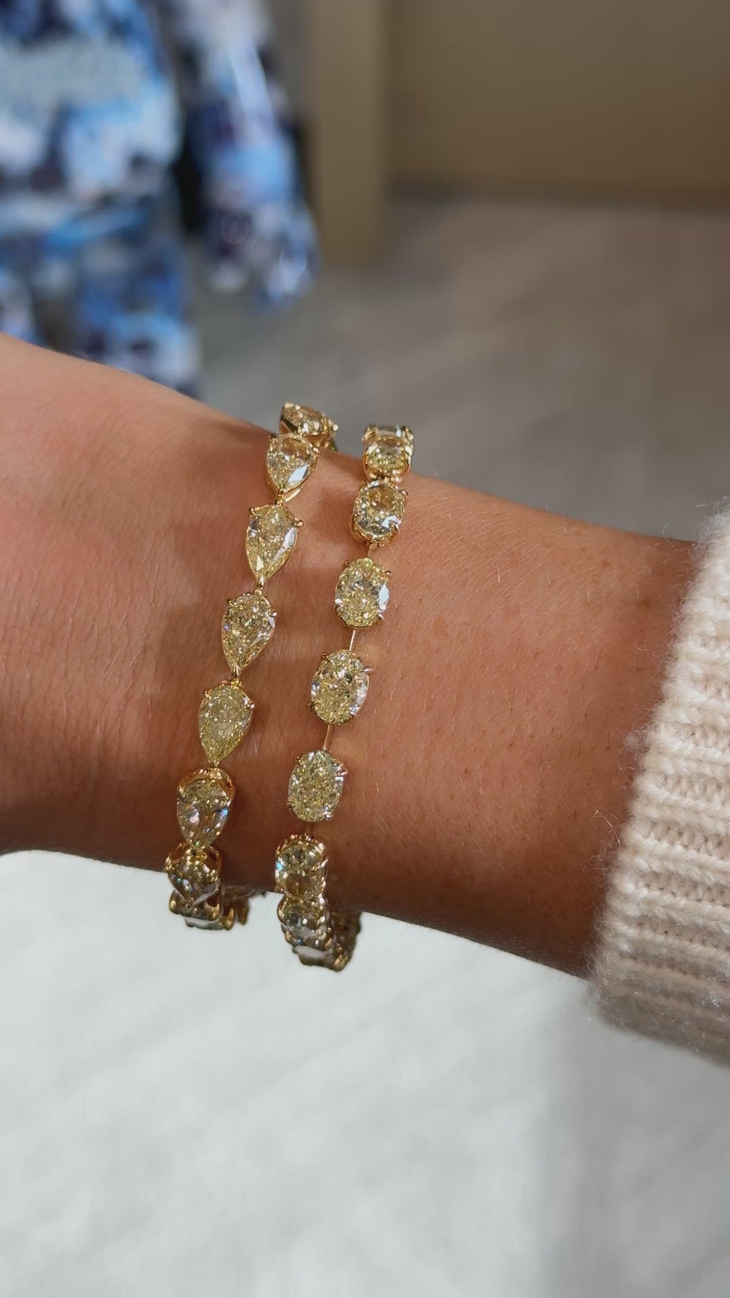 20ct Fancy Yellow Pear Diamond Tennis Bracelet