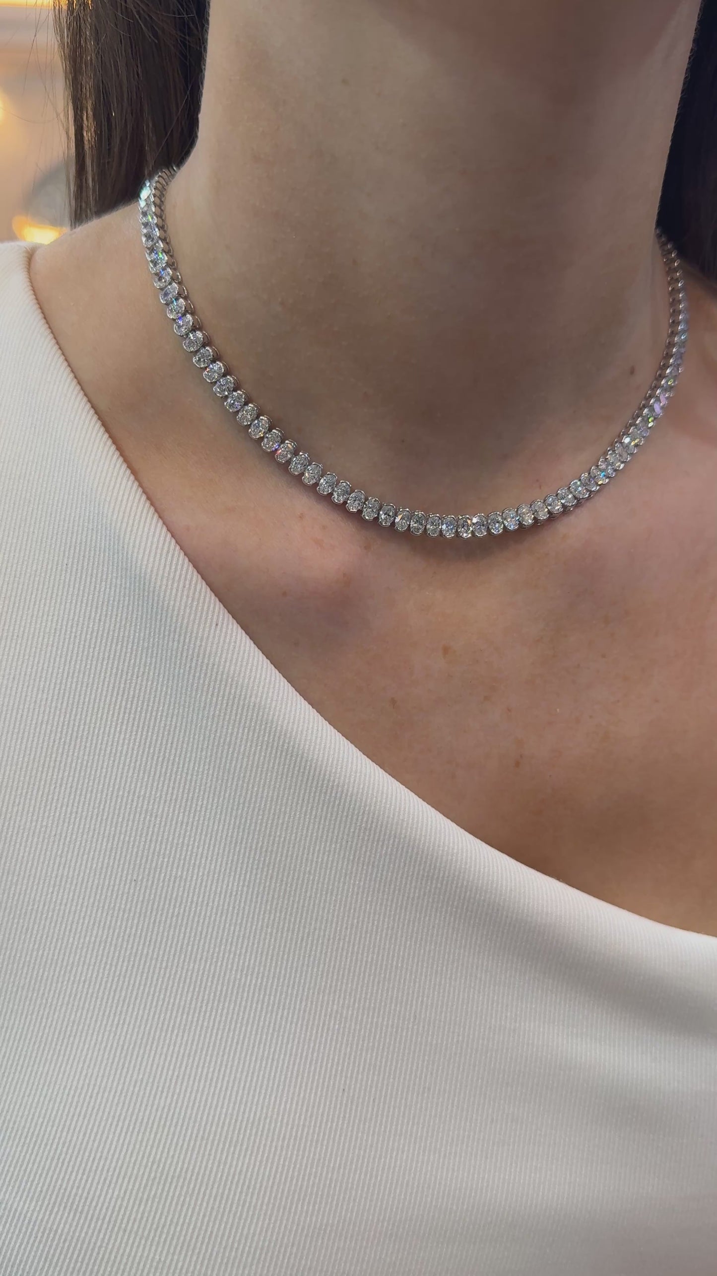 Oval Diamond Tennis Necklace