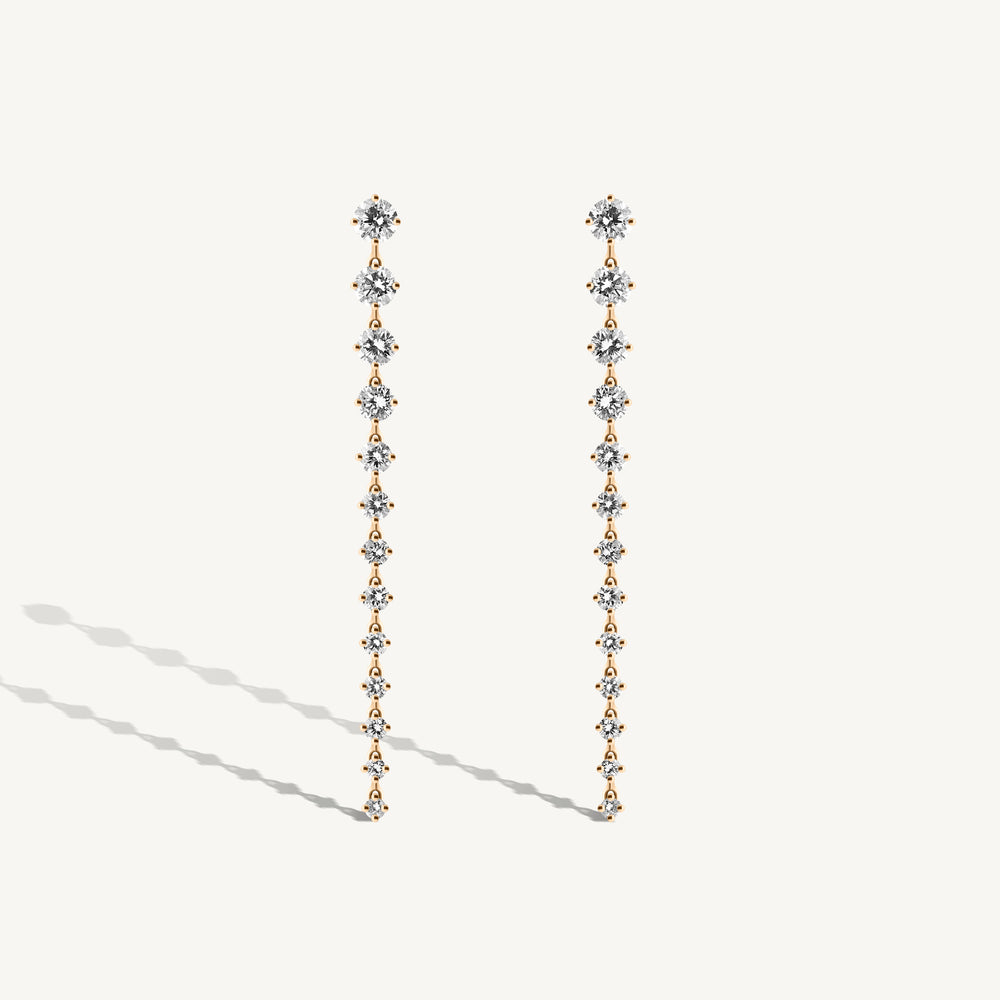 Graduated Round Diamond Drop Earrings
