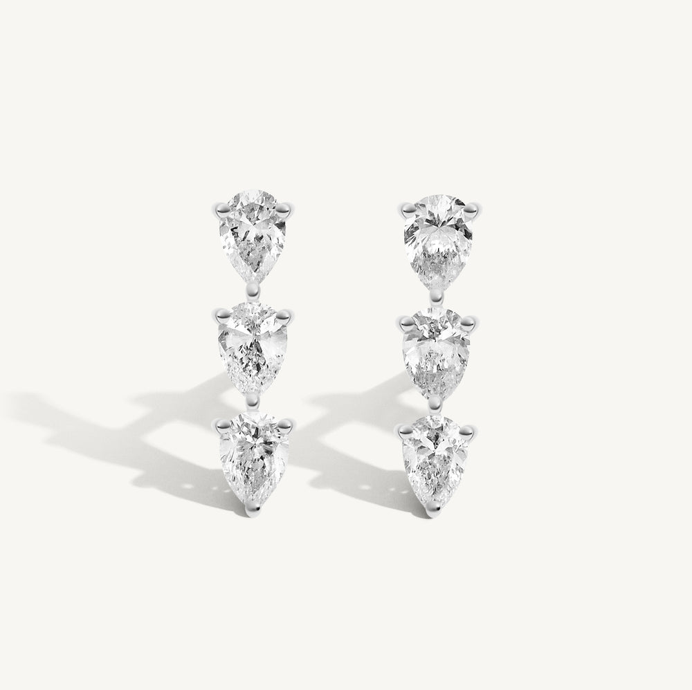Pear Diamond Bar Earrings