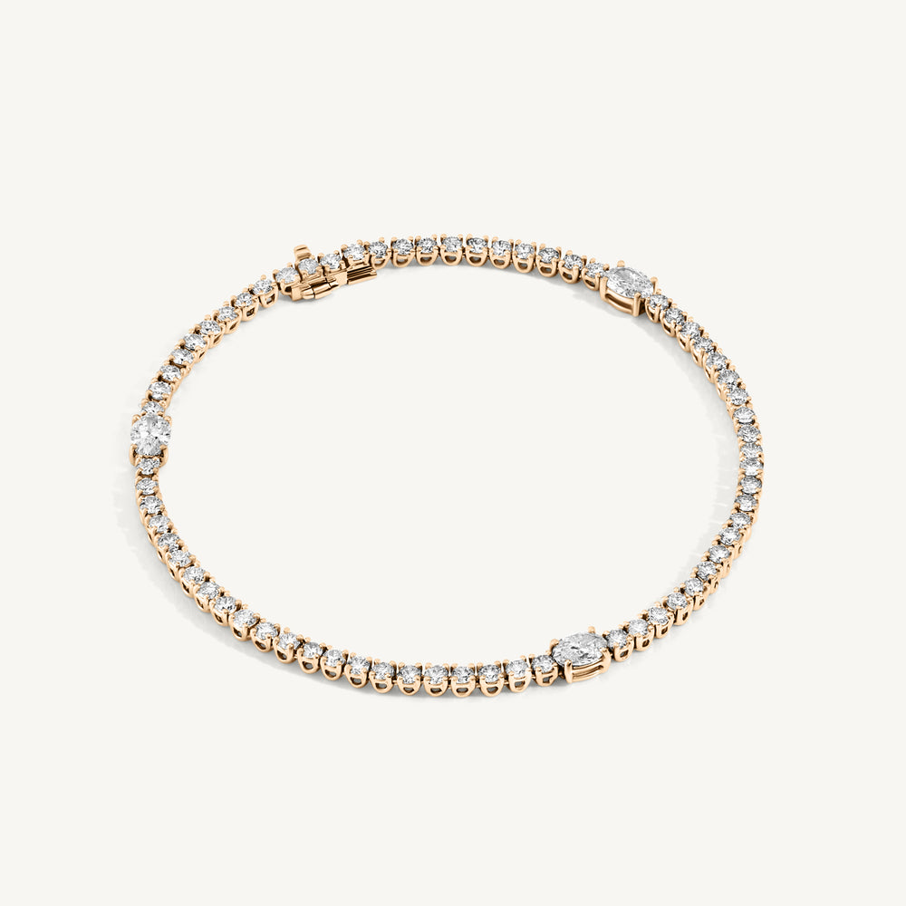 Round and Oval Diamond Tennis Bracelet