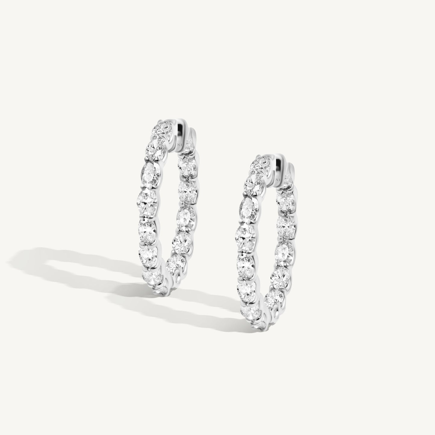 Oval Diamond Hoop Earrings