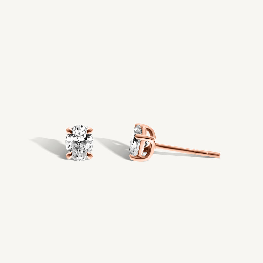 Oval Diamond Stud Earrings